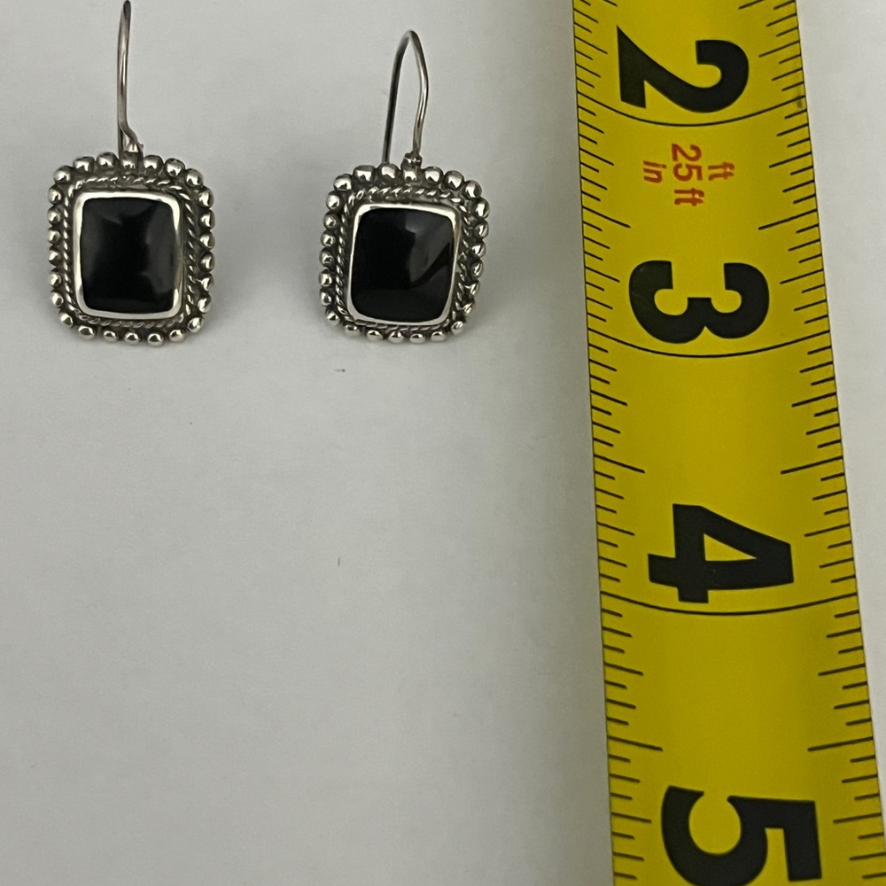 925 Sterling Silver & Onyx Elegant Earrings